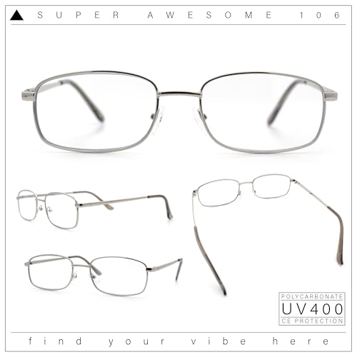 Image of SA106 Extra Narrow Slim Metal Rim Oval Rectangle Retro Vintage Clear Lens Fashion Eyeglasses