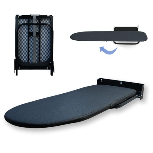 Groyells Wandmontierbares Faltbügelbrett mit 180° drehbarem Platzspar-Design, Bügelbrett Wandmontage, hitzebeständigem Bezug, ideal für Zuhause, Waschküchen und kleine Räume, 92 x 31 cm, Schwarz