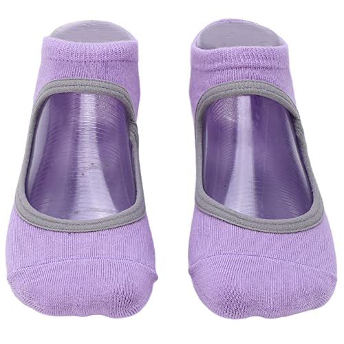 Women Pilates Socks, 1 Pair/Set Pilates Equipment Pilates Grip Socks Breathable Grippers Non Slip Backless Grippy Socks Woman Yoga Feet Cover for Fitness Sports Barefoot Workout (Purple)