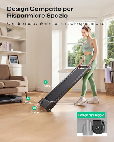 Urevo Tapis Roulant Pieghevole Con Inclinazione 9%, 3 In 1 Doppia Ammortizzazione Tapirulan Salvaspazio Con Telecomando E Display Led Doppio, 1-10 Km/H Walking Pad Per Casa E Ufficio - 9