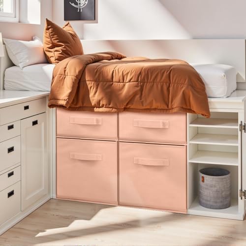Weysat 4 Cube Stackable Under Dorm Bed Storage Container Foldable