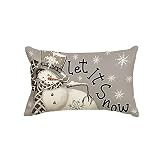 AVOIN colorlife Christmas Winter Polka Dot Snowman I Smell Snow Throw Pillow Cover, 12 x 20 Inch Winter Holiday Cushion Case Decoration for Sofa Couch