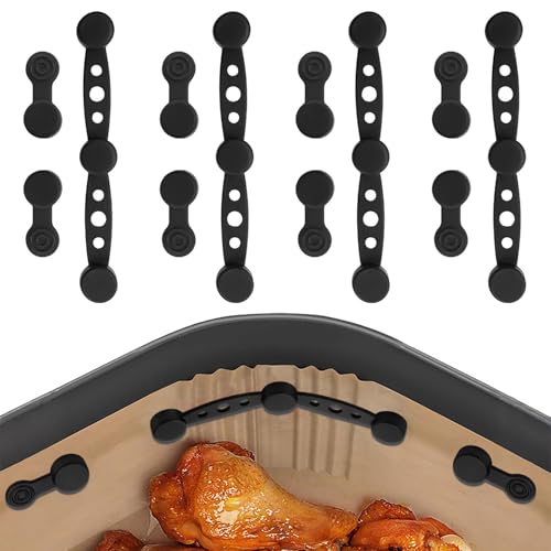 Yatrosynth 12 Stück Magnete für Airfryer Backpapier, Magnetische Backpapier Befestigungsschnalle, für Die Luftfritteuse Zum Festhalten Von Pergamentpapier - Runde Schwarz