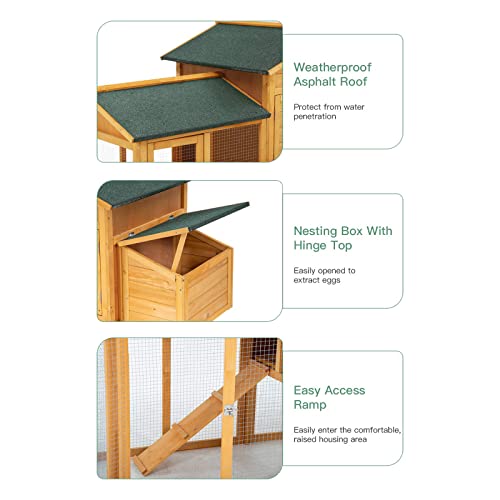 TEHONGMAI Großer Hühnerstall, Hühnerkäfig Aus Holz Für Den Außenbereich Mit Belüftungstür, Abnehmbarem Tablett Und Rampe… – Bild 4