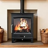 NRG 5KW Wood Burning Stove Fireplace Multifuel Cast Iron Stove Heater Home Heating Set DEFRA Approved Eco Emissions(430 x 310 x 560mm)
