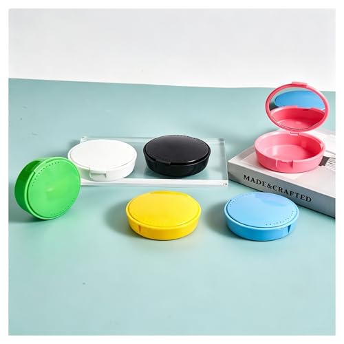 Étui de retenue dentaire circulaire bleu ciel avec miroir intégré pour voyage - 2