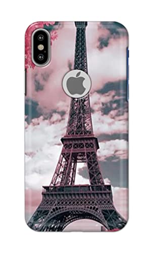 Image of Lovers Famous Place Eiffel Tower in Paris Hard Back Case Cover for Apple iPhone X Logo /iPhone 10 / iPhone Ten /iPhone Xs Logo Back Cover -(J5) VNS2227
