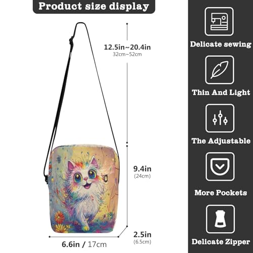 Cute Bohemian Cat messenger bag for women crossbody shoulder bags Womens Purse Cross Body Adjustable Strap for business business3