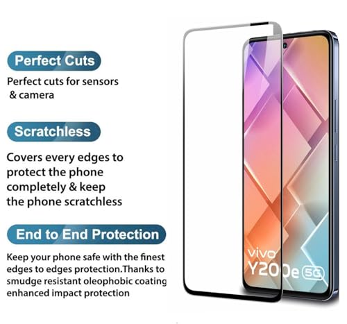 Image of HD Tempered Glass Screen Protector Compatible For Vivo Y200E With Edge To Edge Coverage And Easy Installation Kit