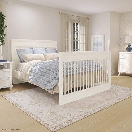Image of evolur Full-Size Bed Conversion Rails, Designed & Tested for evolur Cribs, Durable Hardwood Build with Secure Mattress Slats, Easy Assembly - Vanilla Bean