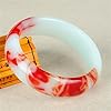 Oligage Genuine Natural Color Jade Bangle Red White Bracelet Charm Jewellery Fashion Accessories Carved Amulet Gifts for Women Her Men (Gem Color : 62-64mm) #1