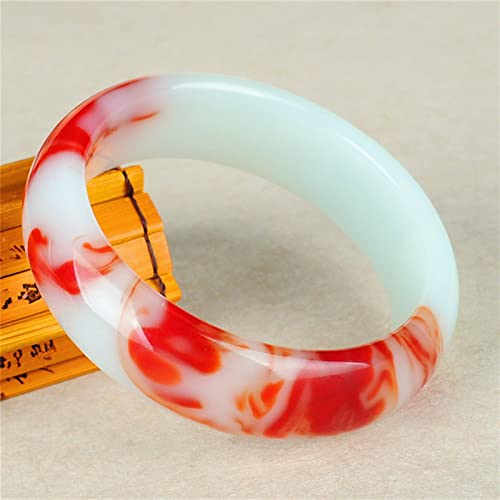 Genuine Natural Color Jade Bangle Red White Bracelet Charm Jewellery Fashion Accessories Carved Amulet Gifts for Women Her Men (Gem Color : 62-64mm)2