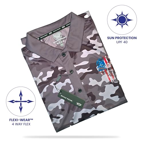 Image of Patriotic USA Golf Polo Shirt - Men's Performance Short Sleeve Moisture Quick Dry Fit Athletic Veteran UPF Stretch Casual Fun