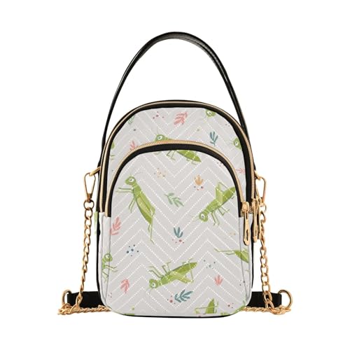 Cheerful Green Grasshoppers Design Crossbody Bags Shoulder Bag for Women Stylish Ladies Messenger Bags Cell Phone Purse and Handbags Wallet