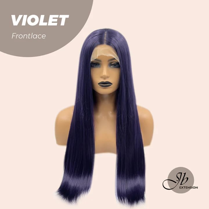 Miniatura 2 de Lace Front Wig VIOLET Straight Long Dark Purple Wigs for Women Natural Synthetic Wigs for Daily Use (pelucas de cabello natural)