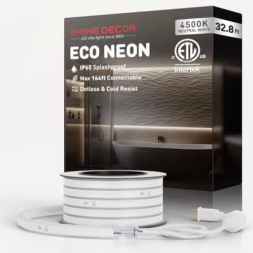 Shine Decor LED Neon Rope Lights Connectable, 32.8FT Flexible AC110V