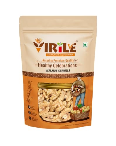 Image of VIRILE Premium Walnut Kernels, 200g, Dried Akhrot Giri, Healthy Snacks, Walnuts without Shell, Flavorful & Crunchy Nuts, Dry Fruits, Rich in Omega 3, Protein & Magnesium