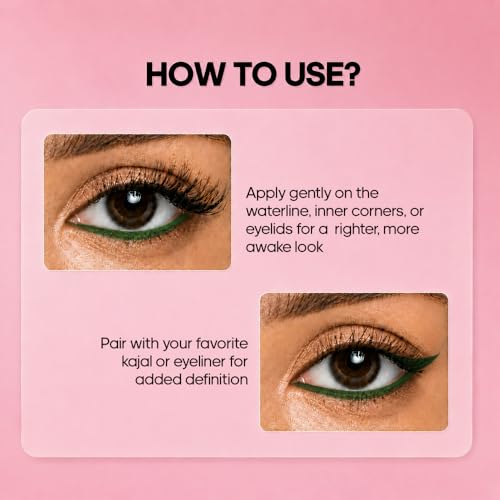 Image of Recode Green Pookie Kajal 0.3G,Smooth & creamy application,Lightweight,Smudge Proof Kajal,Perfect for everyday makeup looks