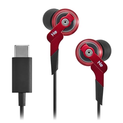ラディウス radius HP-NHR11C ハイレゾ対応 USB-Cイヤホン : Ne new ear 重低音モデル VOLTシリーズ スタンダードモデル High-MFD構造ドライバー搭載 Type-C 有線 カナル型 HP-NHR11CR(レッド)