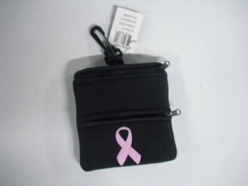 Tag-A-Longs Double Zipper Clipper Bag Black Pink Ribbon Breast C