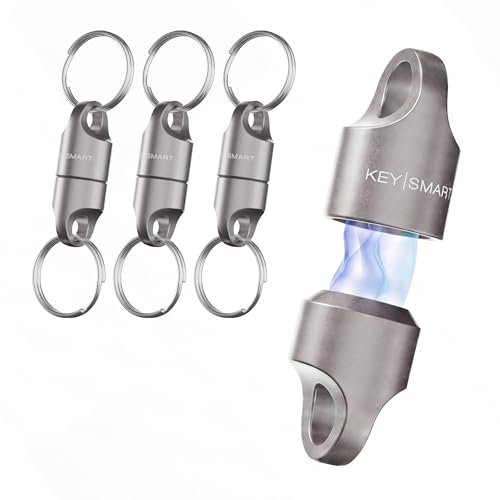 KeySmart MagConnect Magnetic Key Holder for Purse, Key Chains for Car Keys - Detachable Key Ring Quick Release Keychain for Men 