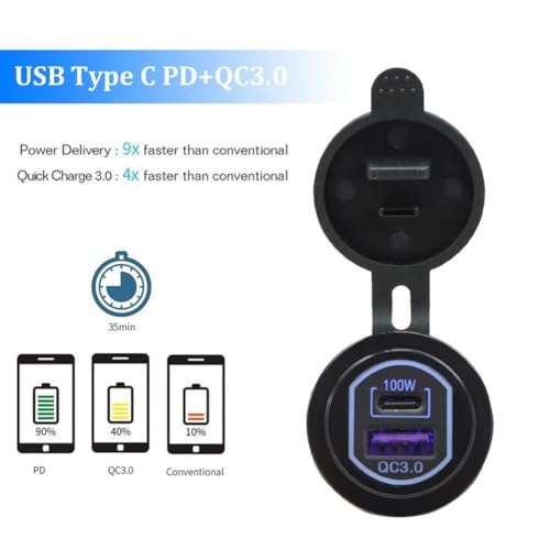Cargador de corriente USB C de 12V 100W que soluciona baterías bajas 4