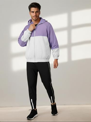 Image of CHKOKKO Sunscreen Jacket for Men Windcheater Hooded Zipper Sports Jacket | UV Protection | Sun Protective | Lightweight Water Resistant | Riding Biker | Outdoor Travel Gym Running