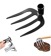 Weeder Puller Gardening Hand Tool, Weeding Rake for Gardening - Heavy Duty Manganese Steel 4-Tine...