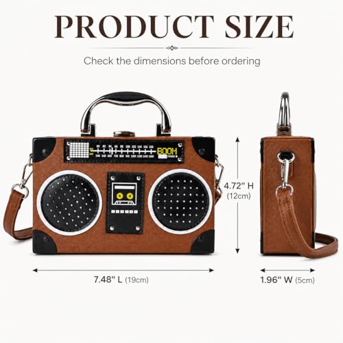 Image of QZUnique Tape Shaped Shoulder Bag Radio Recorder PU Crossbody Bag Women's Retro Evening Bag Handbag Clutch Purse