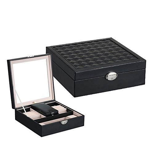 Deux couche démontable boîte à bijoux avec serrure et miroir verrouillable voyage bijoux organisateur Cabinet cadeau pour les femmes