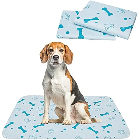 EXPAWLORER Puppy Training Pads - Washable Puppy Pads Waterproof Reusable Puppy Pads Patterned with Bones & Paws Pee Pads for Dogs and Whelping Box, 2 Pack Cover