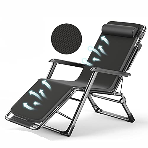 Chaise Longue pour Patio et Jardin, Transat Pliable d'Été Noir