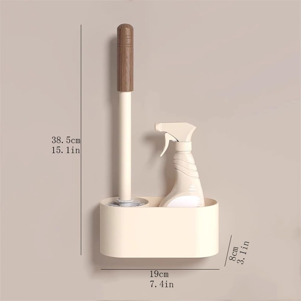 1 Juego de Escobilla de Baño, Estante for Escobilla de Baño, Cabezal de Cepillo Redondo, Juego de Portaescobillas de Baño, Kit de Cepillo de Baño de Plástico for Montaje en Pared o en el Suelo, Limpie