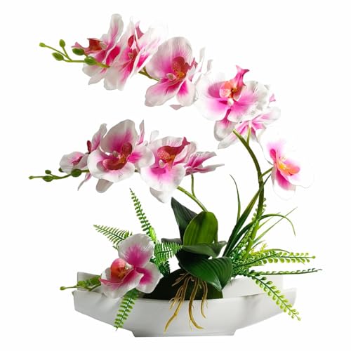 florailune Pink Orchid Artificial Flowers in a Pot