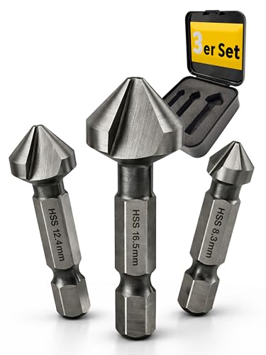 monkeystrong Kegelsenker Set Bit Holz & Metall 90 E6.3 Akkuschrauber