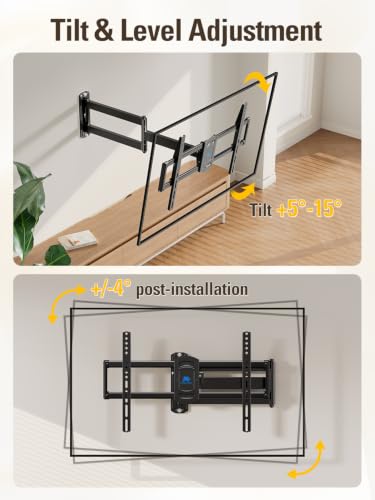 Image of Mounting Dream Corner TV Wall Mount Long Arm Swivel Tilt for 37-75 Inch TVs