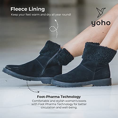 Image of YOHO Slays women comfortable Boots | Extra cushioned foot bed and skin friendly Ankle Boot with low heels | Trendy, Stylish,Casual Boots with zipper | Winter, snow and holiday outings