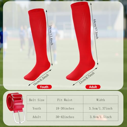 Dxhycc Baseball Socks and Belt Combo Set Adjustable Softball Baseball Socks and Elastic Waist Belt for Youth Adult2