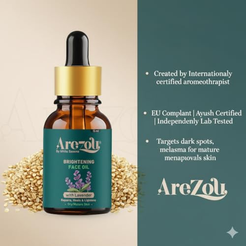 Image of Arezou Brightening Face Oil 15 ml | Anti-Pigmentation Serum with Sesame & Lavender | Fades Dark Spots, Uneven Tone & Hyperpigmentation | Lightweight, Fast-Absorbing for Dry & Sensitive Skin | Unisex