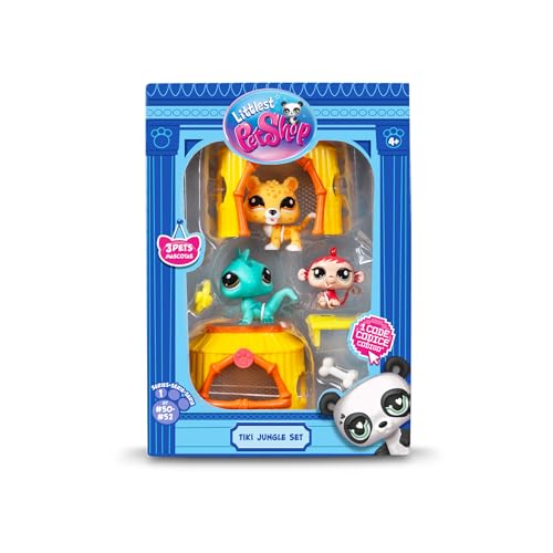 Littlest Pet Shop - Pack Tiki Jungle - 3 Tiere und Zubehör - Offizielle Lizenz - Süßes Tierfiguren-Spielset - Miniaturtierfiguren… – Ansicht 2