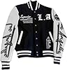 Vagbalena Men's Spring Varsity Baseball Jacket Colorblocked Monogram Printed Long Sleeve Casual Baseball Jacket Personalized Varsity Jacket (black,M) #3
