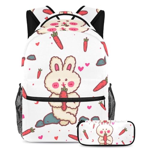 Sac à dos grande capacité Rabbit in Study pour ranger facilement tous les grands cahiers