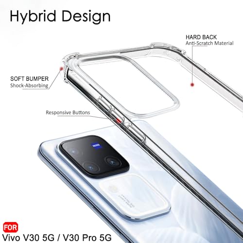 Image of TheGiftKart Crystal Clear Back Cover Case for Vivo V30 / V30 Pro 5G | Shock Proof 360 Protection | Hard Clear Back Cover Case for Vivo V30 / V30 Pro 5G (PC & TPU, Transparent Bumper)