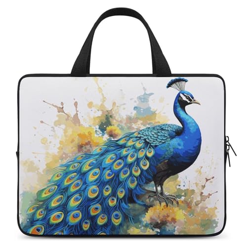 Sac fourre-tout léger pour ordinateur portable anti-rayure motif paon
