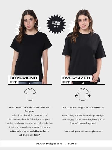 Image of Bewakoof Cotton Women Graphic Print Half Sleeve Crew Neck Oversized Fit T-Shirt