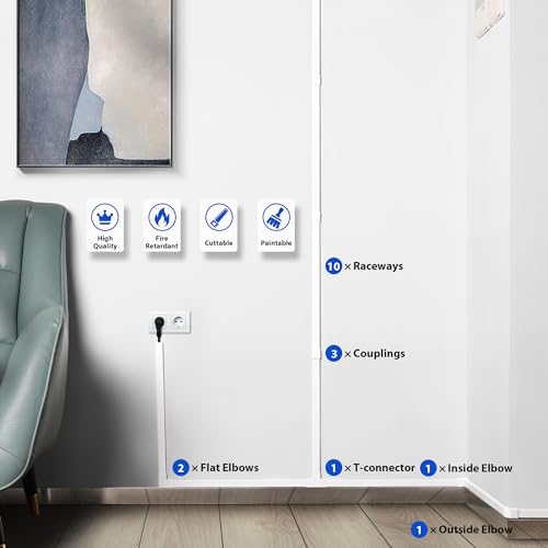 YCLYC Cord Cover Wall Kit, 157in Wire Covers for Cords TV Cord Hider