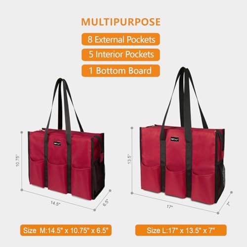 Image of TOPDesign Utility Water Resistant Tote Bag with 13 Pockets, Top Zipper Closure & Thick Bottom Support, for Working Women