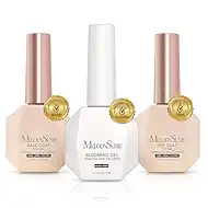 MelodySusie Hema Free Top Coat Base Coat Blooming Gel Set Long Lasting Shine Finish Soak Off UV LED Nail Lamp Nail Art Design Manicure Kit Perfect Gifts for Women Girls 3 Pcs 15ml Clear