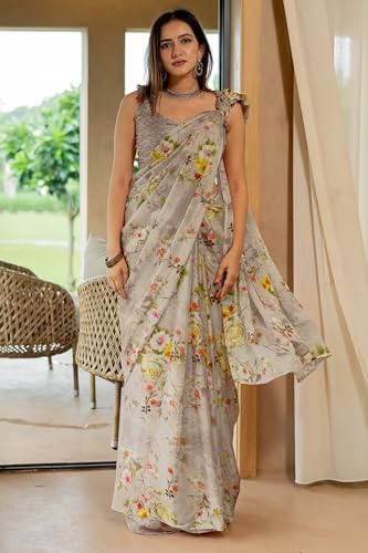 Image of MIRCHI FASHION Saree for Woman Chiffon Floral Printed | Lightweight All-Day Comfortable Women's Sari with Unstitched Blouse Piece (Available in 30 Colors)