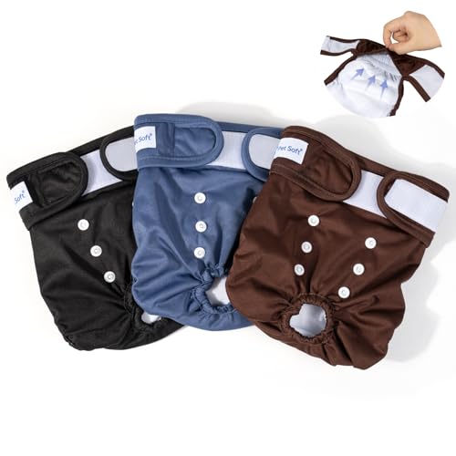 Pet Soft Dog Nappies Female, 3 Pack Dog Period Pants Xlarge with Leak-proof Waistband